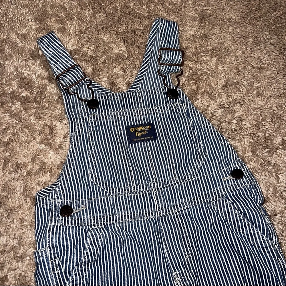 OshKosh B’Gosh Baby Vestbak Vintage Striped Overalls Cotton 18 Months